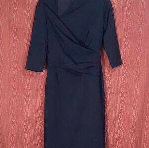 LIBBY Lifton Navy Tailored Fit Knee Length Dark Blue Dress Size 10 NWT $225.
